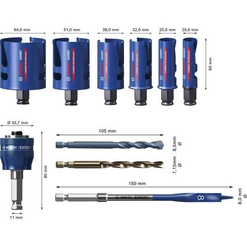 Bosch Expert 10 Parça Yapı Malzemeleri İçin Panç Seti 2608900490