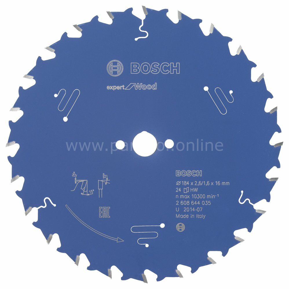 Bosch - Expert Serisi Ahşap için Daire Testere Bıçağı 184*16 mm 24 Diş 2608644035