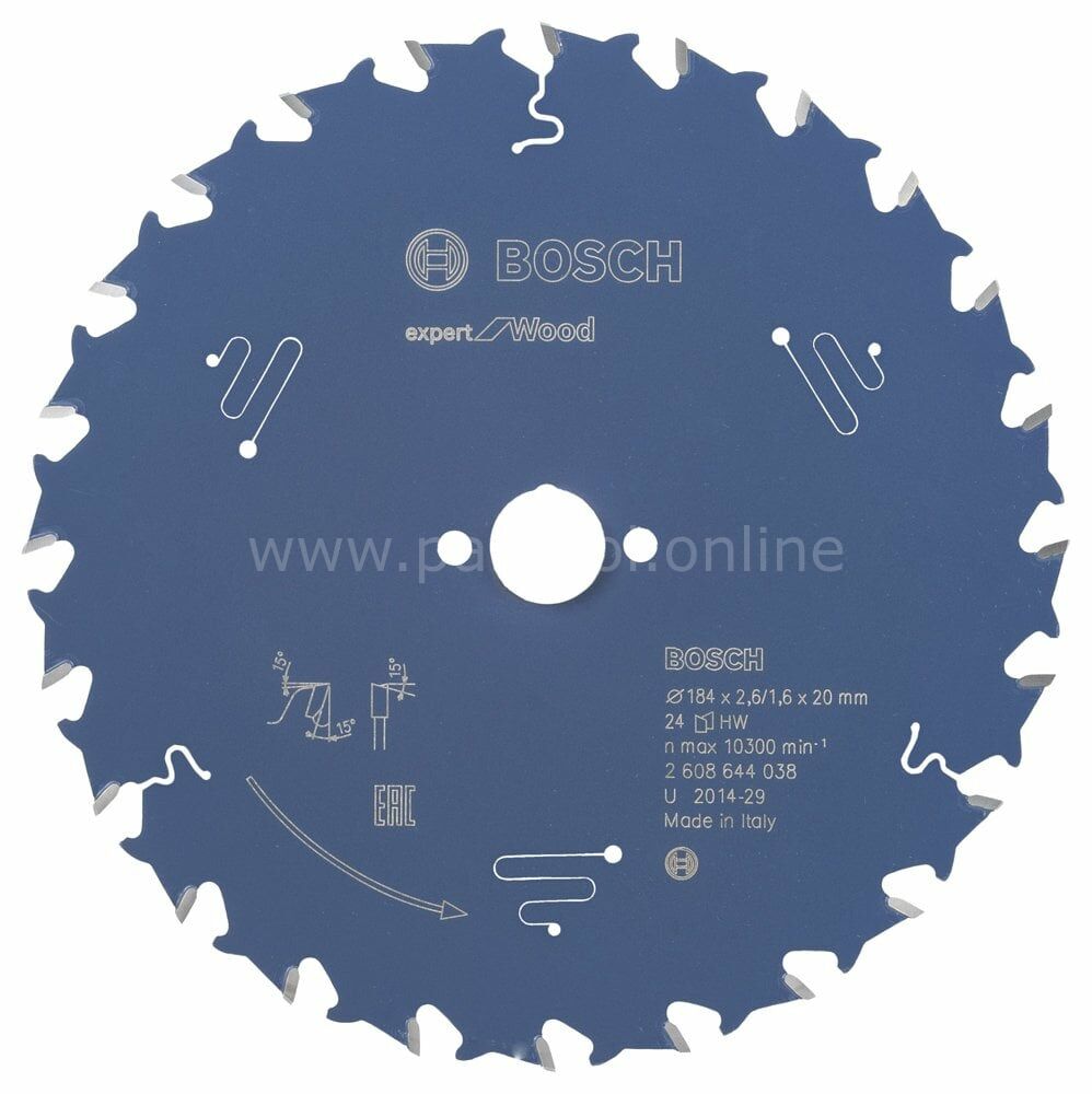 Bosch - Expert Serisi Ahşap için Daire Testere Bıçağı 184*20 mm 24 Diş 2608644038