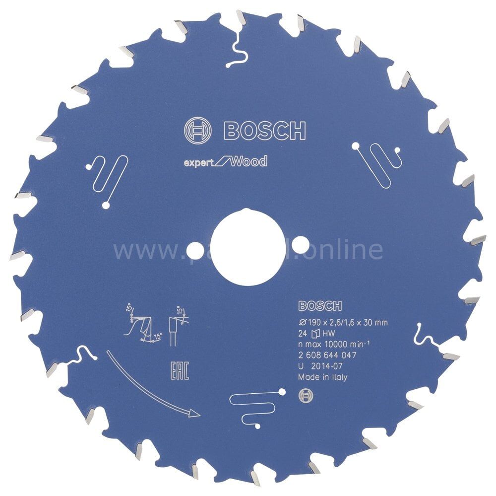 Bosch - Expert Serisi Ahşap için Daire Testere Bıçağı 190*30 mm 24 Diş 2608644047