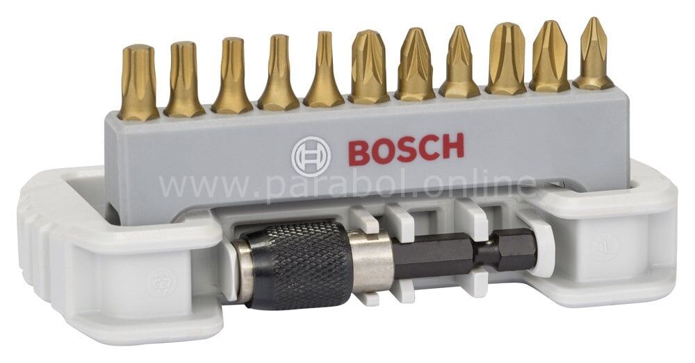 Bosch - 11 Parça MaxGrip Vidalama Ucu Seti + Hızlı Değiştirmeli Tutucu 2608522126