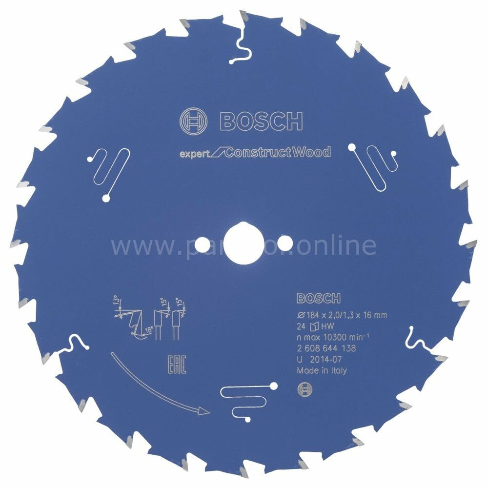 Bosch - Expert Serisi İnşaat Ahşabı için Daire Testere Bıçağı 184*16 mm 24 Diş 2608644138