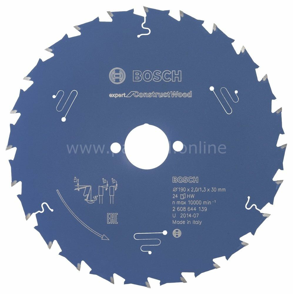 Bosch - Expert Serisi İnşaat Ahşabı için Daire Testere Bıçağı 190*30 mm 24 Diş 2608644139