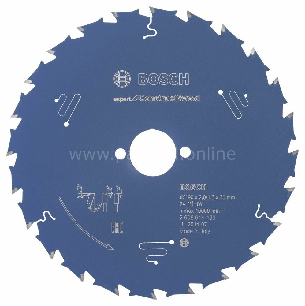 Bosch - Expert Serisi İnşaat Ahşabı için Daire Testere Bıçağı 190*30 mm 24 Diş 2608644139