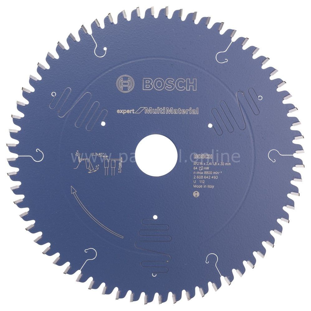 Bosch - Expert Serisi Çoklu Malzeme için Daire Testere Bıçağı 216*30 mm 64 Diş 2608642493