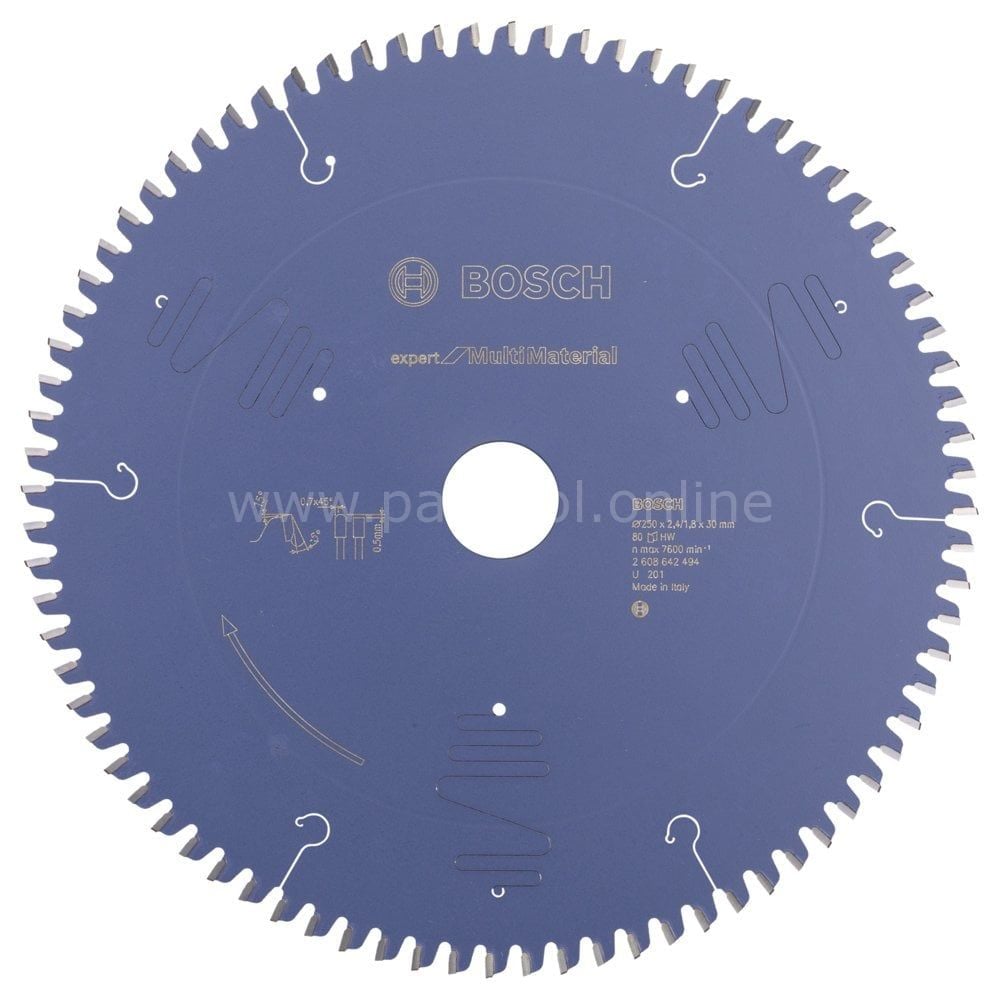 Bosch - Expert Serisi Çoklu Malzeme için Daire Testere Bıçağı 250*30 mm 80 Diş 2608642494