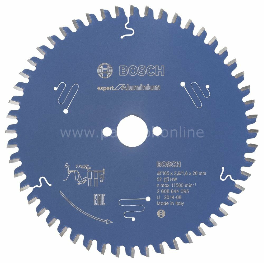 Bosch - Expert Serisi Alüminyum için Daire Testere Bıçağı 165*20 mm 52 Diş 2608644095