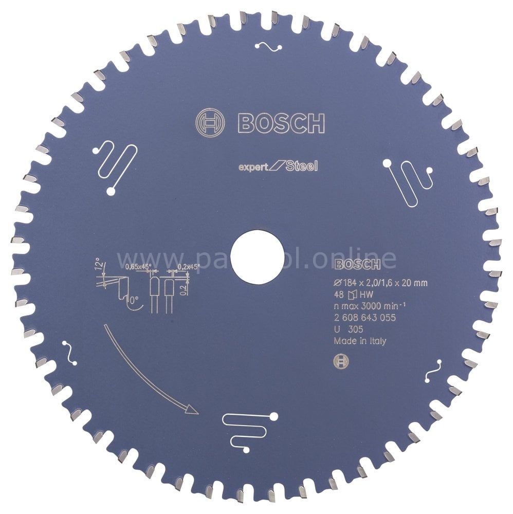 Bosch - Expert Serisi Metal için Daire Testere Bıçağı 184*20 mm 48 Diş 2608643055