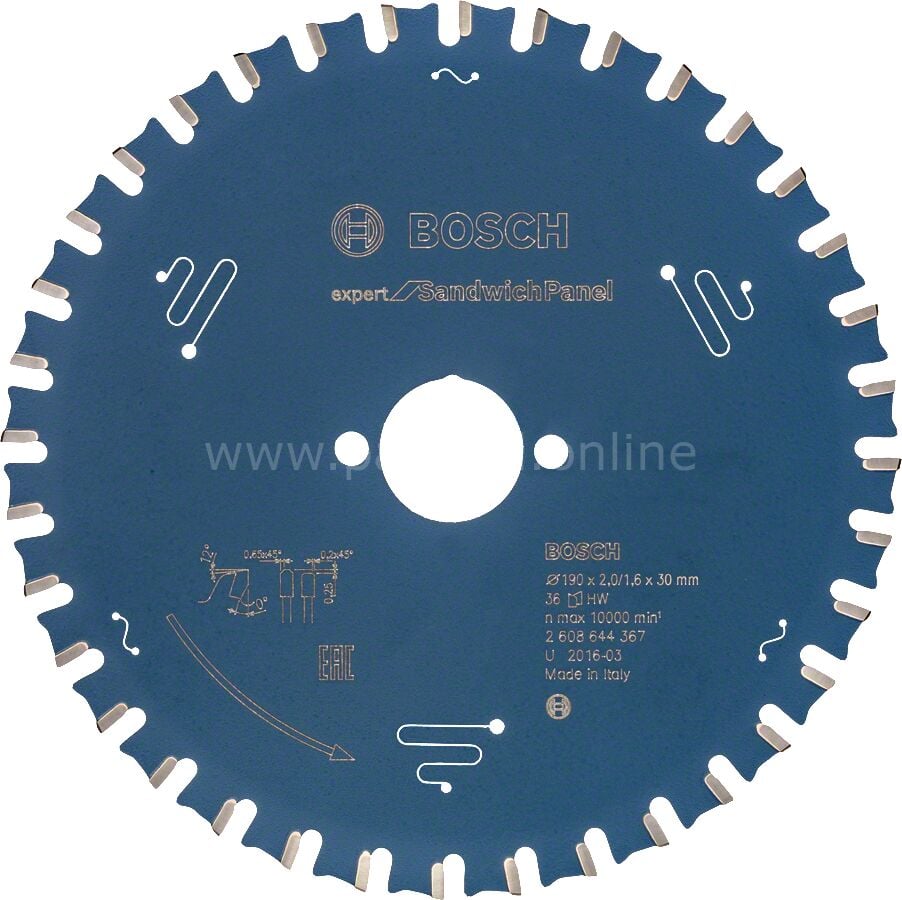 Bosch - Expert Serisi Sandviç Panel için Daire Testere Bıçağı 190*30 mm 36 Diş 2608644367