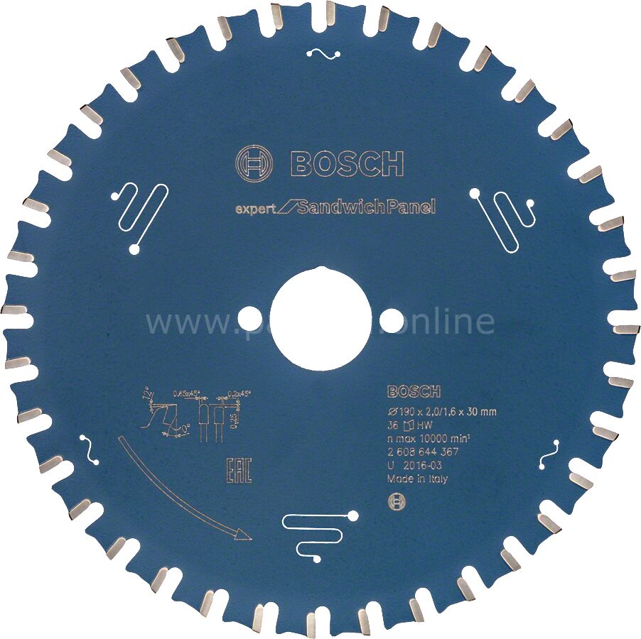 Bosch - Expert Serisi Sandviç Panel için Daire Testere Bıçağı 190*30 mm 36 Diş 2608644367