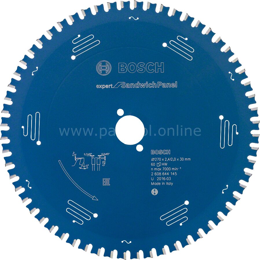Bosch - Expert Serisi Çelik Levhalı Sandviç Panelleri için Daire Testere Bıçağı 270*30 mm 60 Diş 2608644145