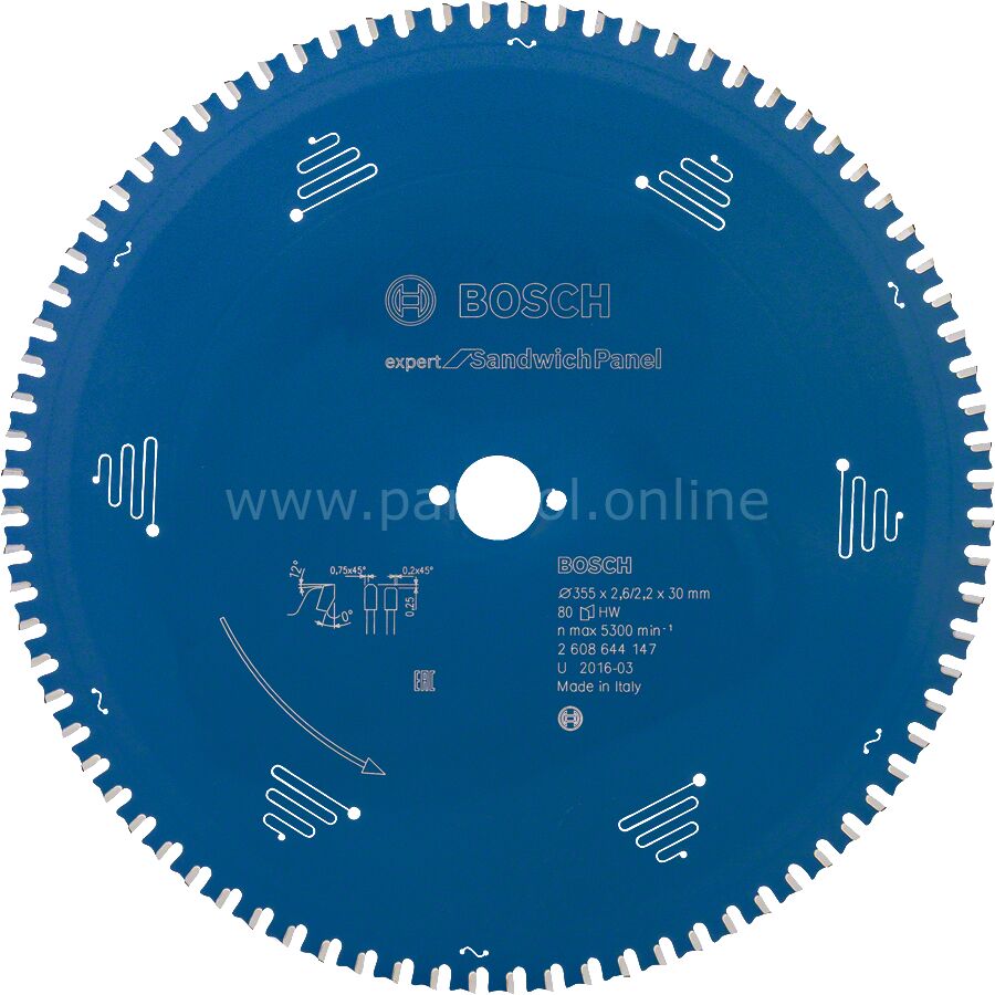 Bosch - Expert Serisi Çelik Levhalı Sandviç Panelleri için Daire Testere Bıçağı 355*30 mm 80 Diş 2608644147
