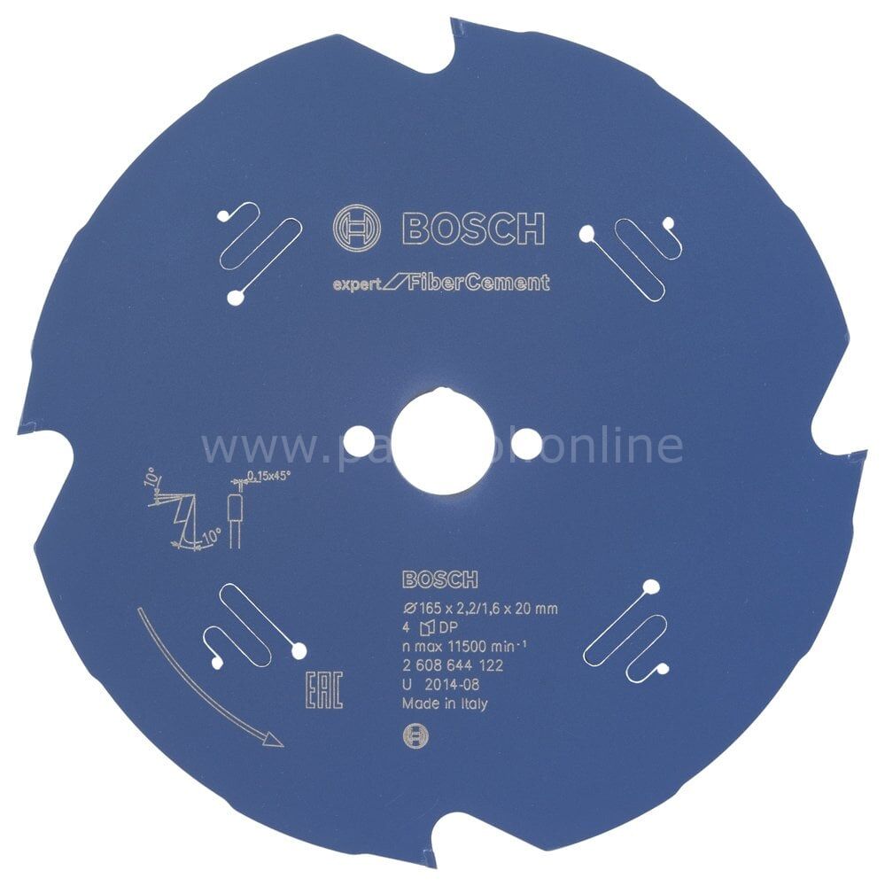 Bosch - Expert Serisi Lifli Çimento Ve Alçıpan için Daire Testere Bıçağı 165*20 mm 4 Diş 2608644122