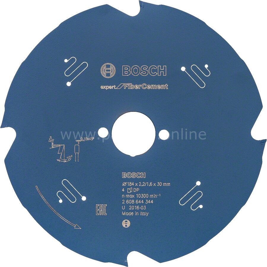 Bosch - Expert Serisi Lifli Çimento ve Alçıpan için Daire Testere Bıçağı 184*30 4 Diş 2608644344