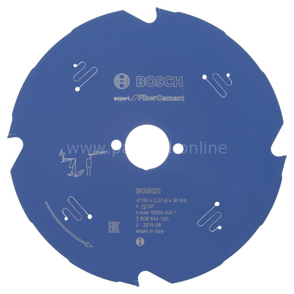 Bosch - Expert Serisi Lifli Çimento Ve Alçıpan için Daire Testere Bıçağı 190*30 mm 4 Diş 2608644125