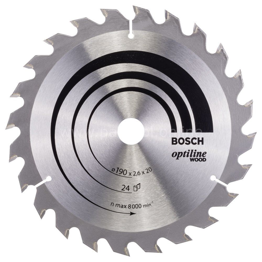 Bosch - Optiline Serisi Ahşap için Daire Testere Bıçağı 190*20/16 mm 24 Diş 2608640612