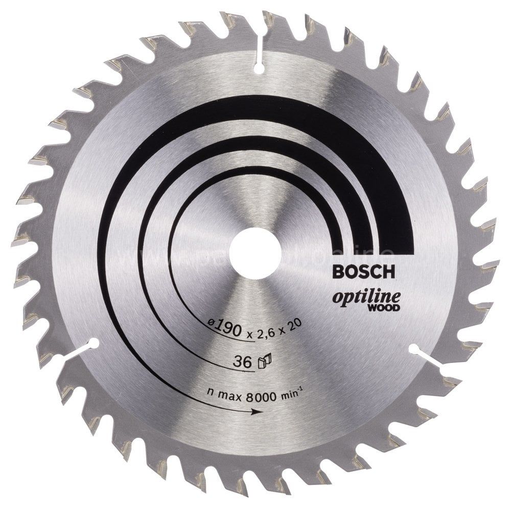 Bosch - Optiline Serisi Ahşap için Daire Testere Bıçağı 190*20/16 mm 36 Diş 2608640613