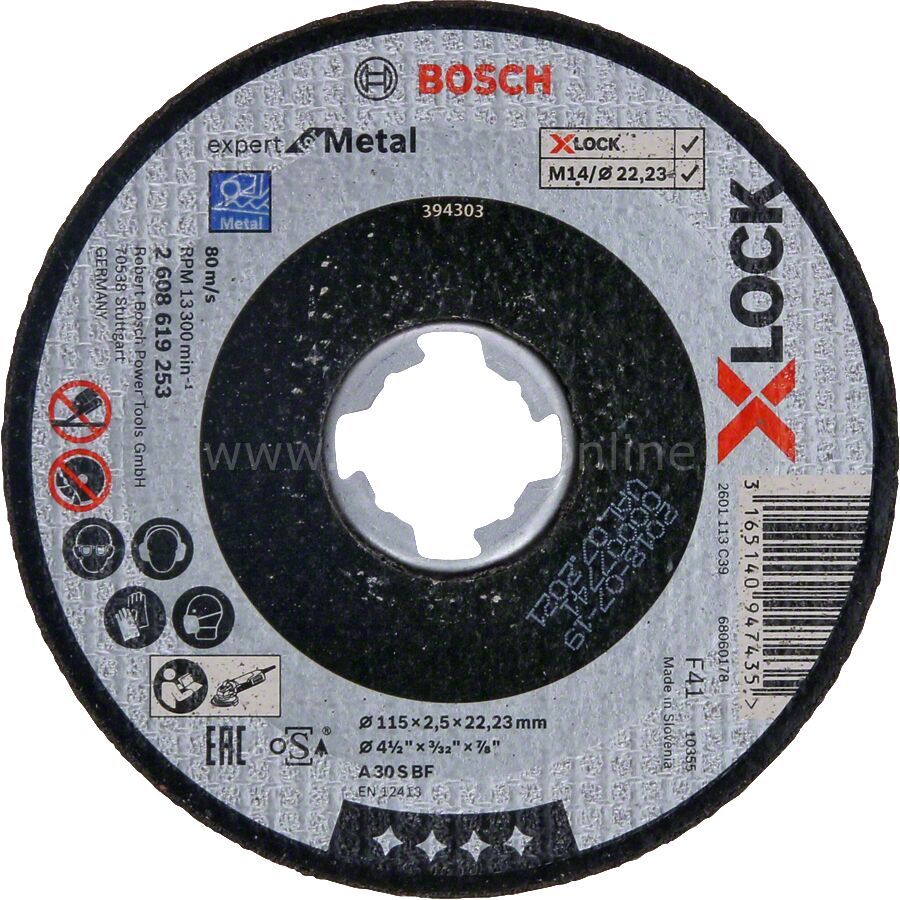 - X-Lock - 115*2,5 mm Expert Serisi Düz Metal Kesme Diski (Taş) 2608619253