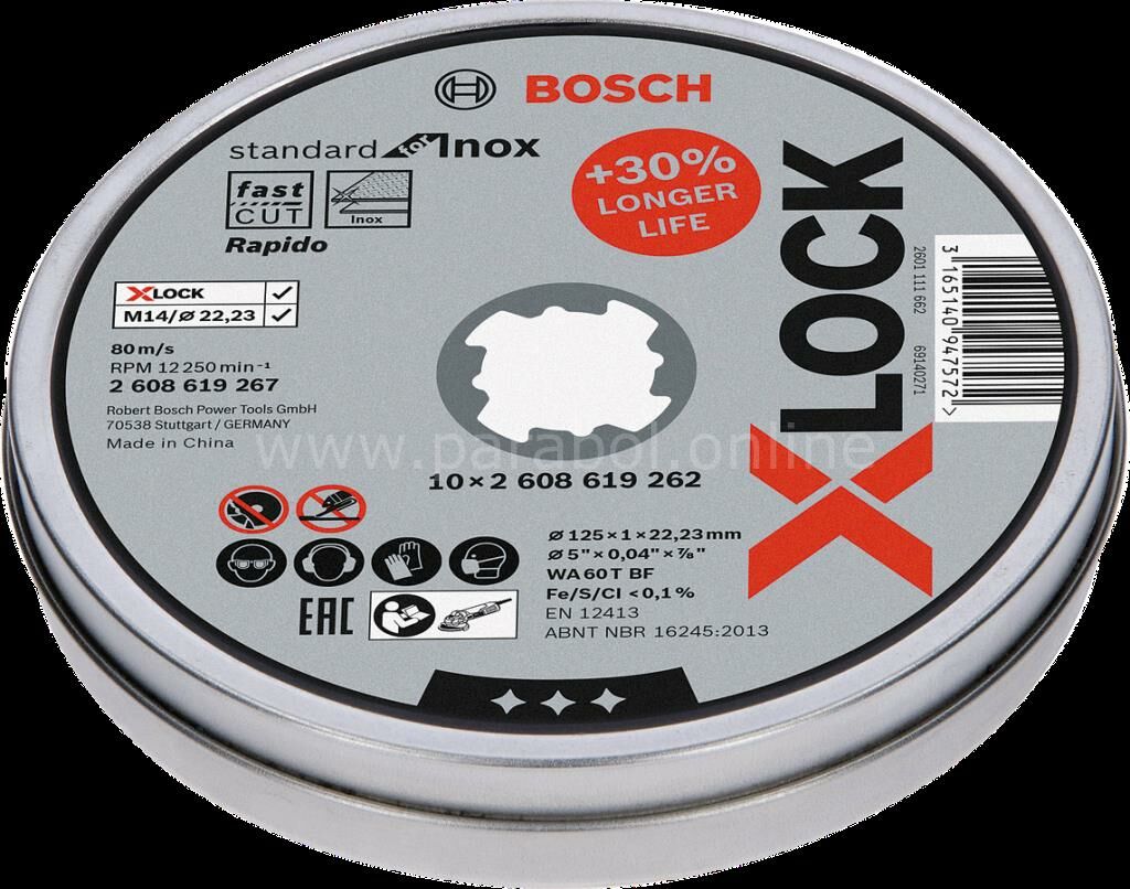 - X-Lock - 125*1,0MM Standard Seri Düz Inox (Paslanmaz Çelik) Kesme Diski (Taş) - Rapido 10'lu 2608619267