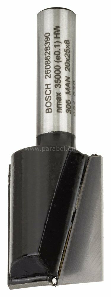 Bosch - Standard Seri Ahşap İçin Çift Oluklu, Sert Metal Düz Freze Ucu 8*20*56mm 2608628390