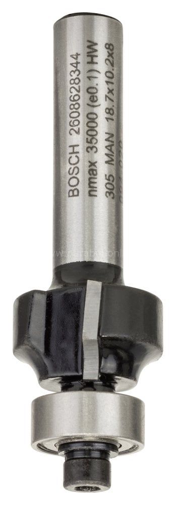 Bosch - Standard Seri Ahşap İçin Çift Oluklu, Sert Metal Bilya Yataklı Yuvarlama Frezesi 8*3*53 mm 2608628344