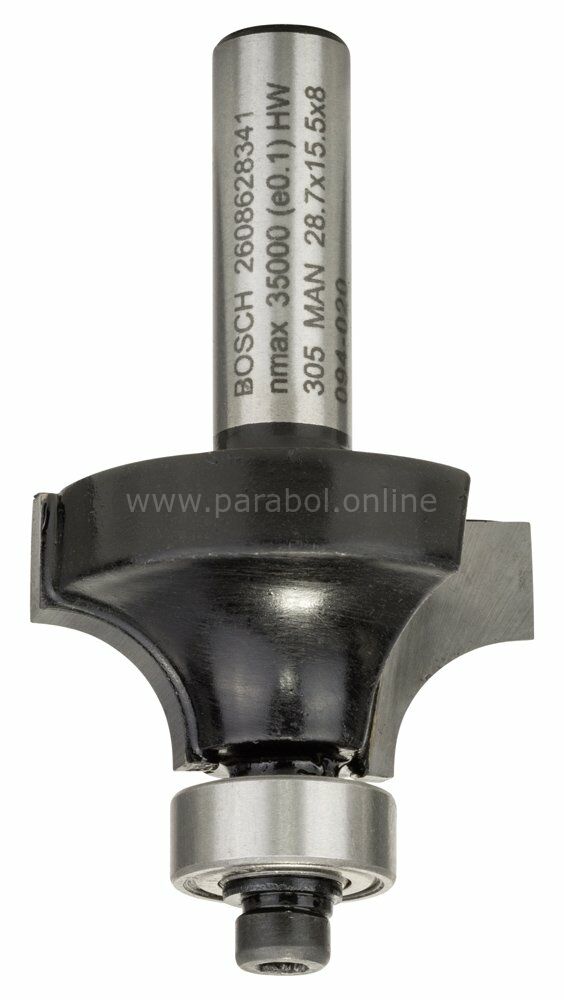 Bosch - Standard Seri Ahşap İçin Çift Oluklu, Sert Metal Bilya Yataklı Yuvarlama Frezesi 8*8*53 mm 2608628341
