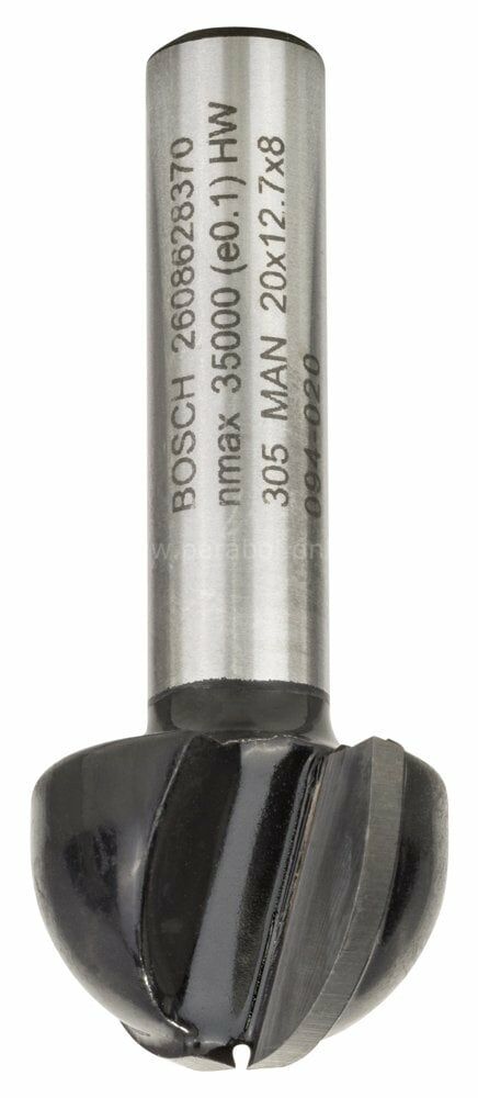 Bosch - Standard Seri Ahşap İçin Çift Oluklu, Sert Metal Dalma Yarımay Freze 8*20*46*10 mm 2608628370