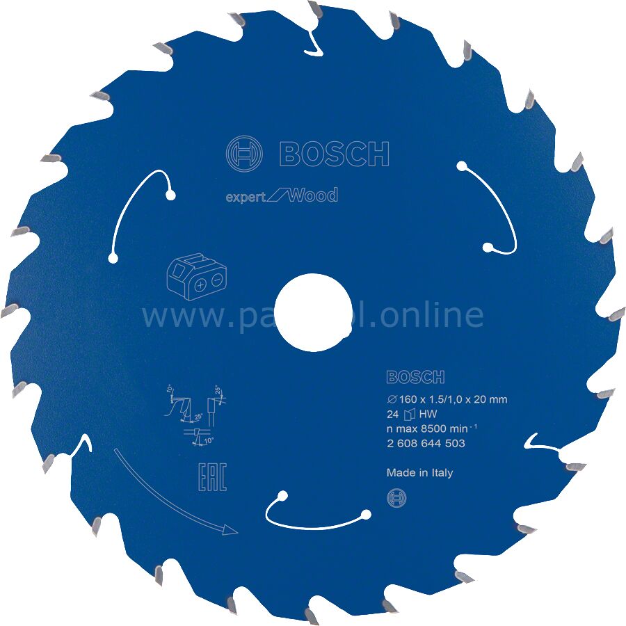 Bosch - Expert for Serisi Ahşap için Akülü Daire Testere Bıçağı 160*20 mm 24 Diş 2608644503