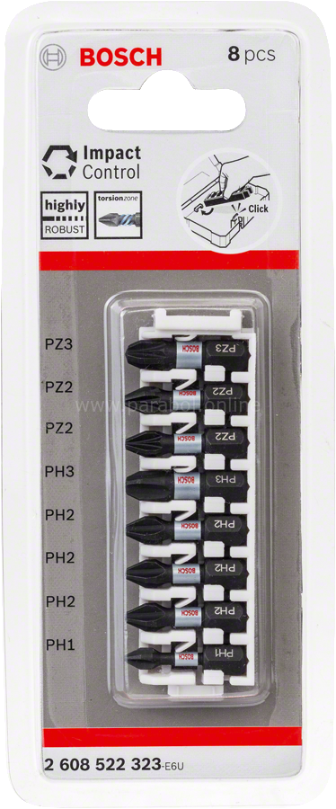 Bosch - Impact Control Serisi Vidalama Ucu 8'li T15/T20x2/T25x2/T30x2/T40 *25mm 2608522322