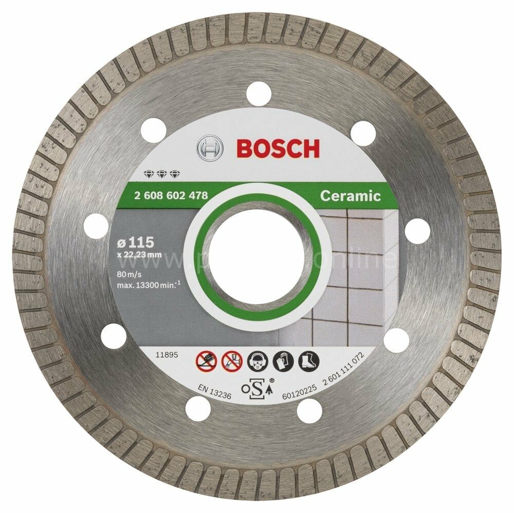 Bosch - Best Serisi Seramik İçin, Extra Temiz Kesim Turbo Segman  Elmas Kesme Diski 115 mm 2608602478