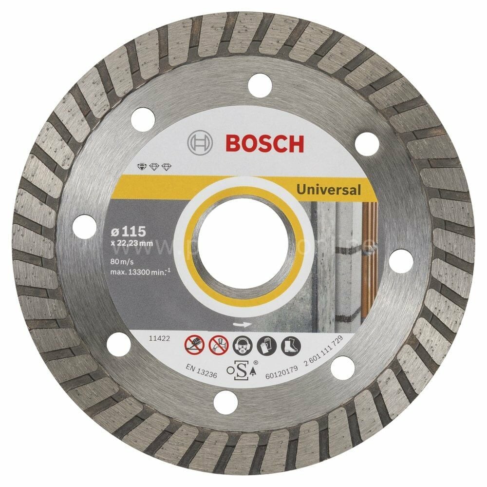 Bosch - Standard Seri Genel Yapı Malzemeleri İçin Turbo Segmanlı 9+1 Elmas Kesme Diski Set 115 mm 2608603249