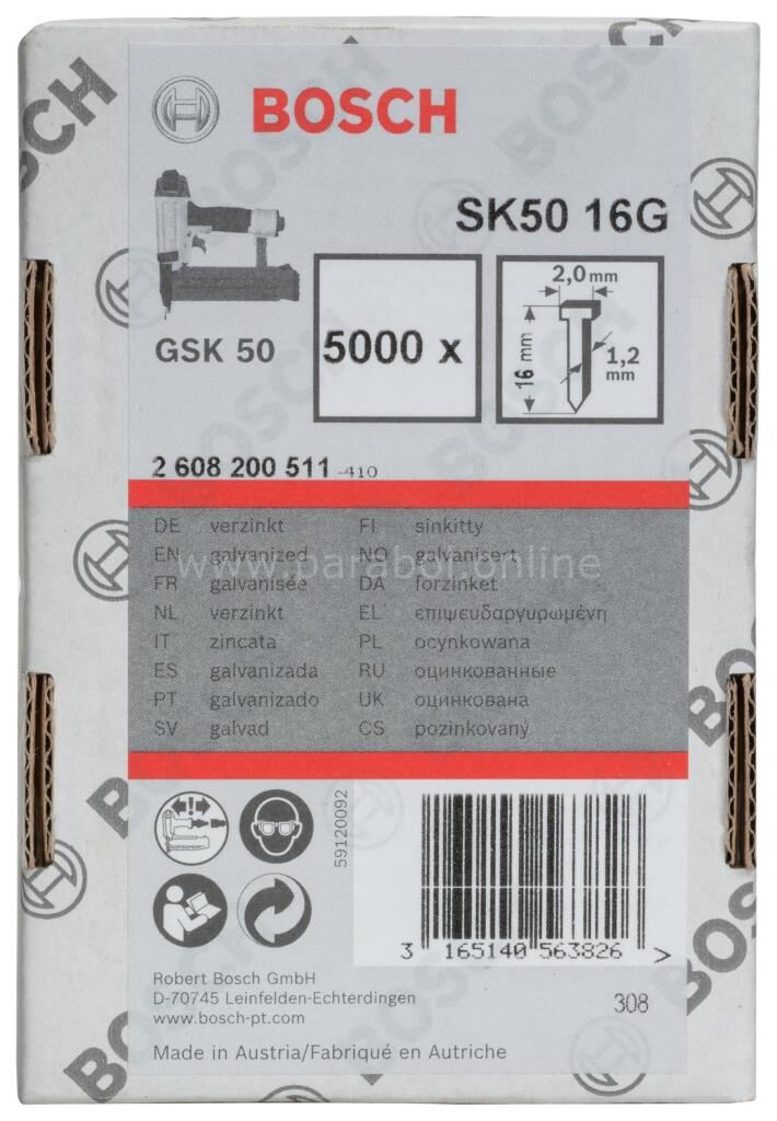 Bosch - GSK 50 Çivisi  16 mm 5000li 2608200511