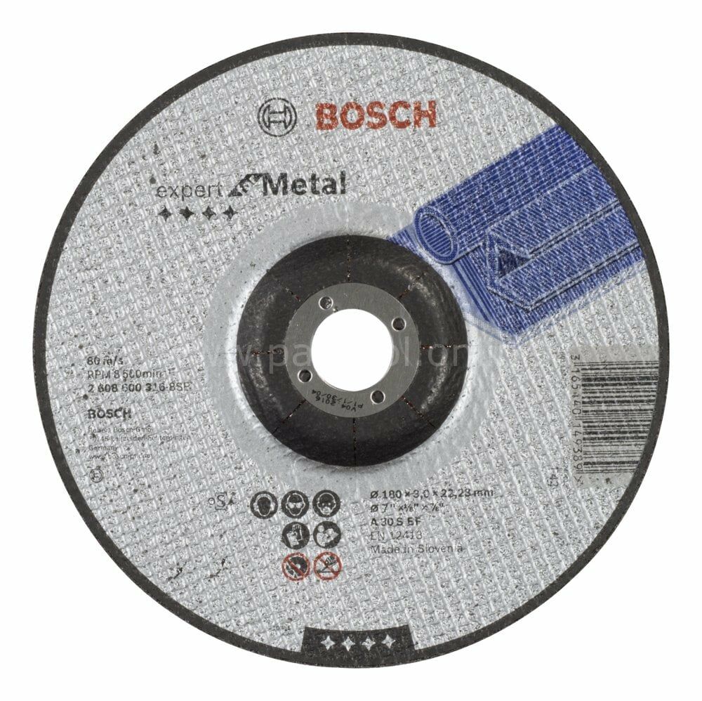 Bosch - 180*3,0 mm Expert Serisi Bombeli Metal Kesme Diski (Taş) 2608600316