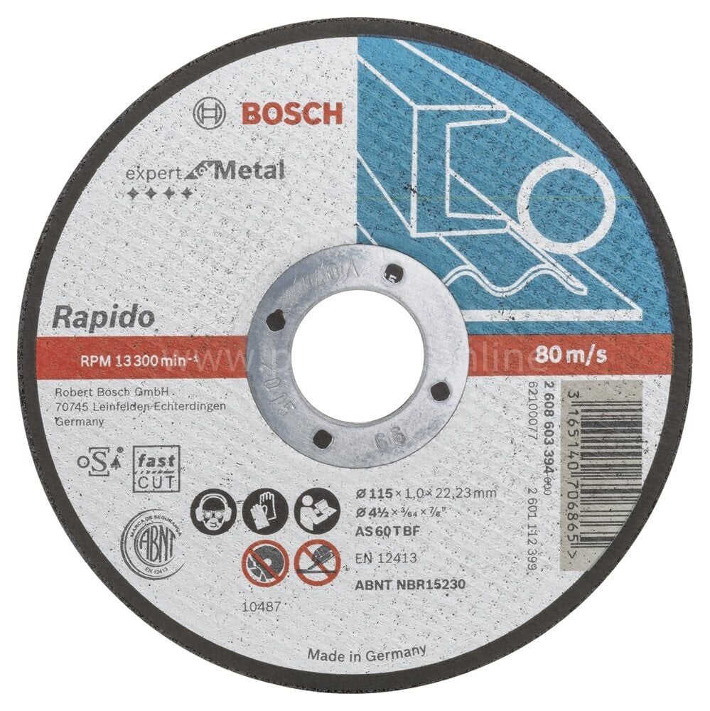 Bosch - 115*1,0 mm Expert Serisi Düz Metal Kesme Diski (Taş) - Rapido 2608603394