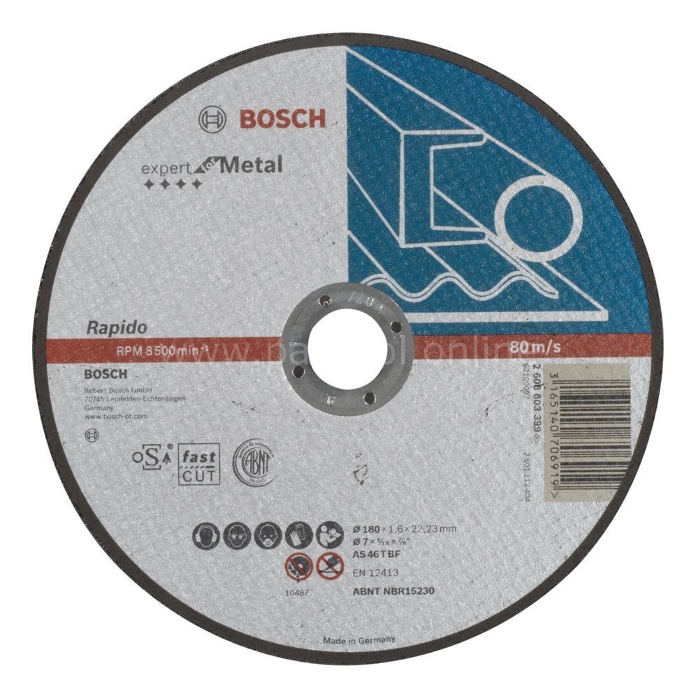 Bosch - 180*1,6 mm Expert Serisi Düz Metal Kesme Diski (Taş) - Rapido 2608603399