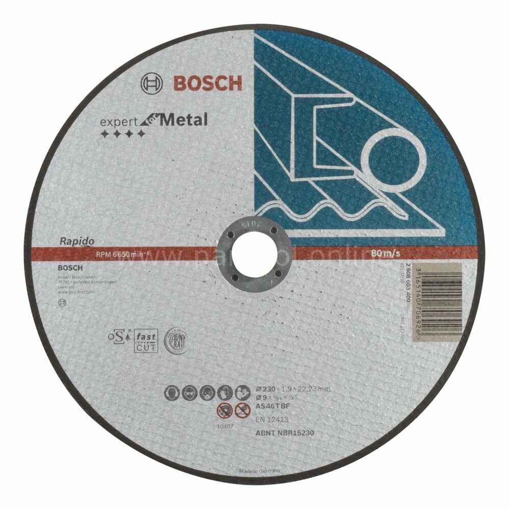 Bosch - 230*1,9 mm Expert Serisi Düz Metal Kesme Diski (Taş) - Rapido 2608603400