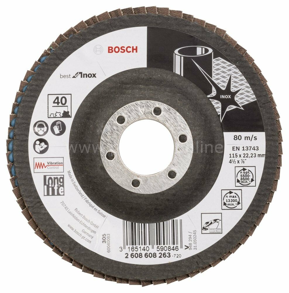 Bosch - 115 mm 40 Kum Best Serisi Inox Flap Disk 2608608263