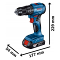 Bosch Professional GSB 185-Li 2.0 Ah Tek Akülü Kömürsüz Motor Darbeli Matkap - 06019K3102