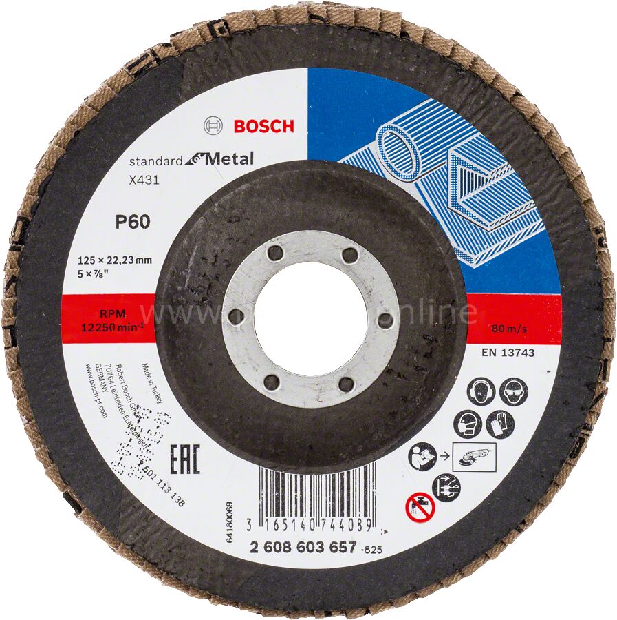 Bosch - 125 mm 60 Kum Standard Seri AlOX Flap Disk 2608603657
