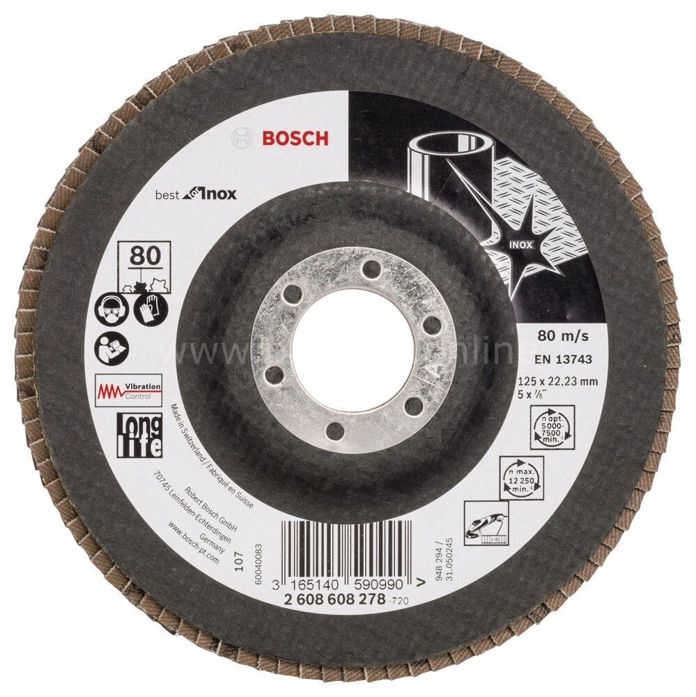 Bosch - 125 mm 80 Kum Best Serisi Inox Flap Disk 2608608278