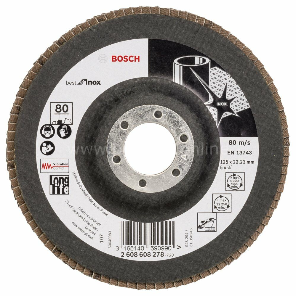 Bosch - 125 mm 80 Kum Best Serisi Inox Flap Disk 2608608278