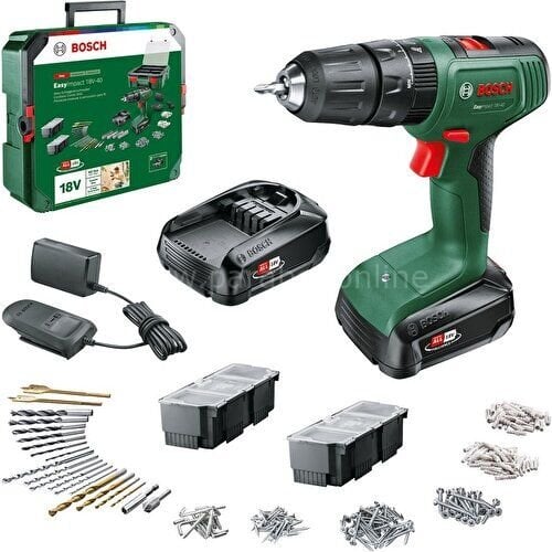 Bosch Easyımpact 18V-40 1.5AH Çift Akü Darbeli Delme/vidalama + 241 Parça Aksesuar Seti