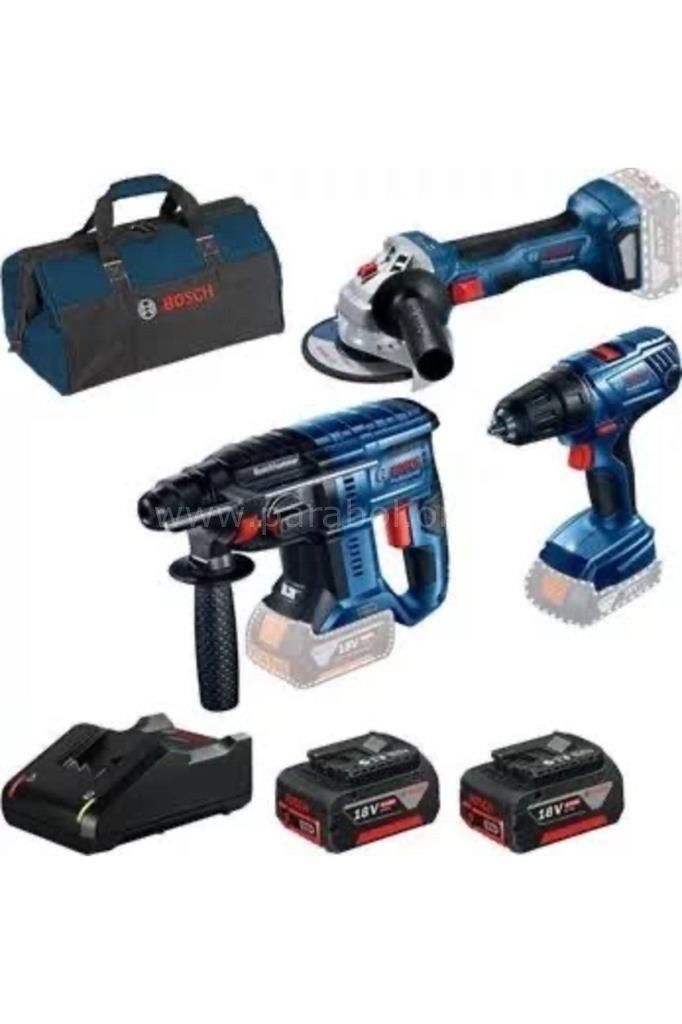 Bosch GBH 180-Li + GSR 180-Li + GWS 180-Li + Raf Bag Takım Çantalı 2x4 Ah Akülü Elektrikli El Aletleri Seti 0615990M8Y
