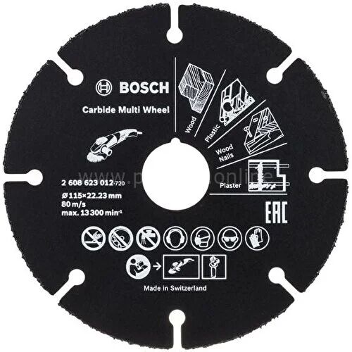 Bosch Carpide Multi Whell Taşlama Için Ahşap Kesme Diski 115 mm (Elmas Uçlu)