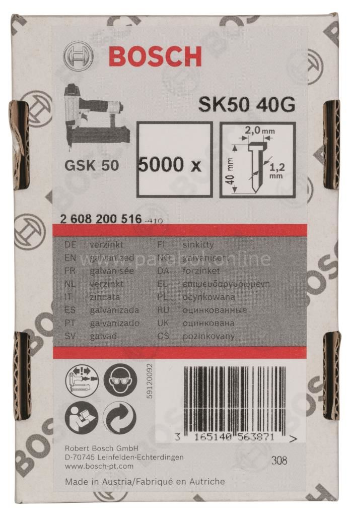 Bosch - GSK 50 Çivisi  40 mm 5000li 2608200516