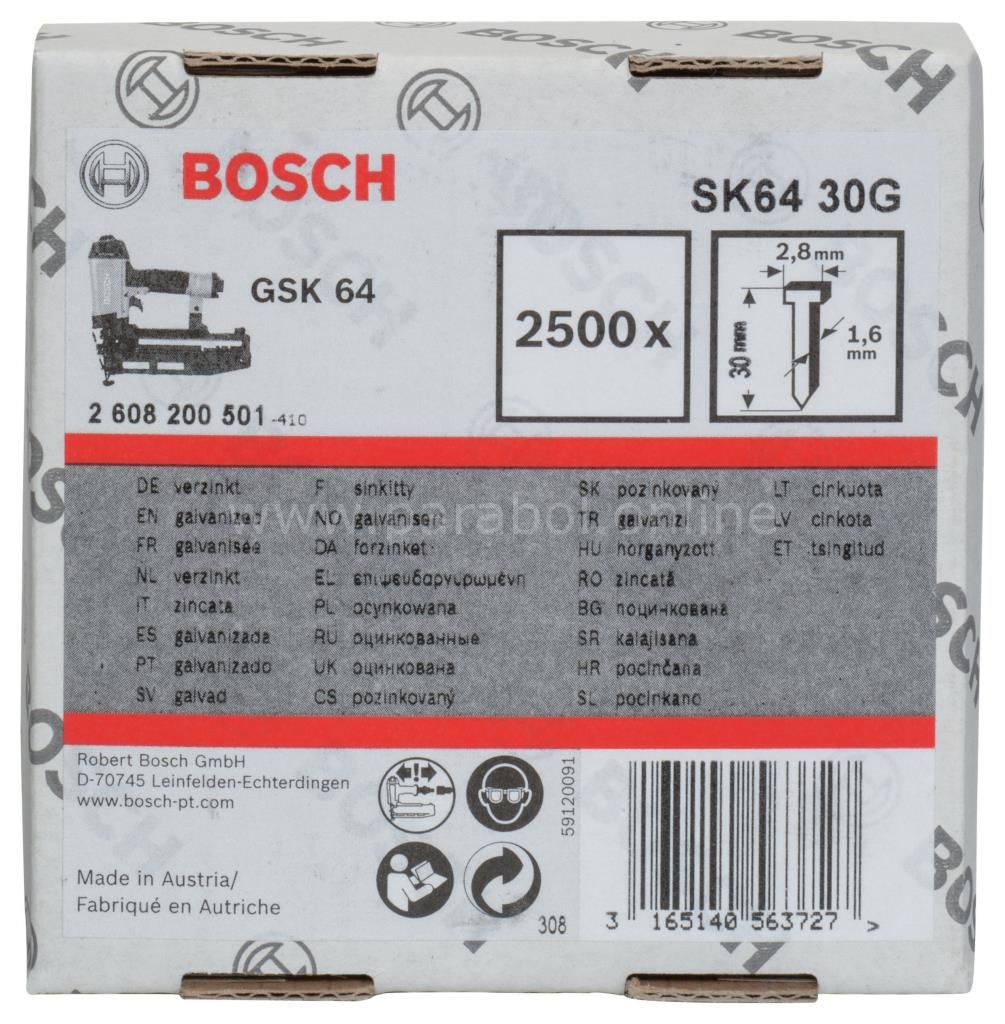 Bosch - GSK 64 Çivisi 30 mm 2500li Galvanizli 2608200501