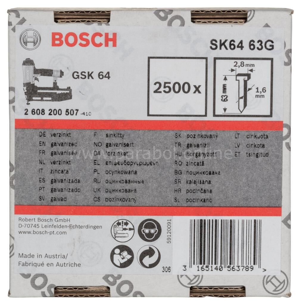 Bosch - GSK 64 Çivisi 63 mm 2500li Galvanizli 2608200507