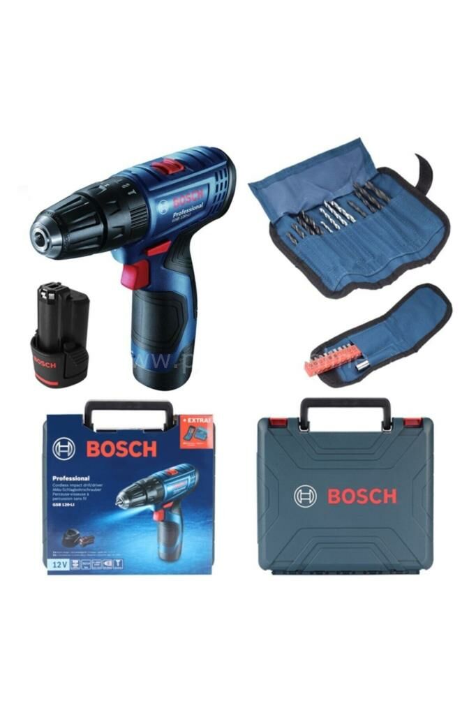 Bosch GSB 120-LI 12 V Çift Akülü Darbeli Vidalama Makinesi + 23 Parça Vidama Ucu