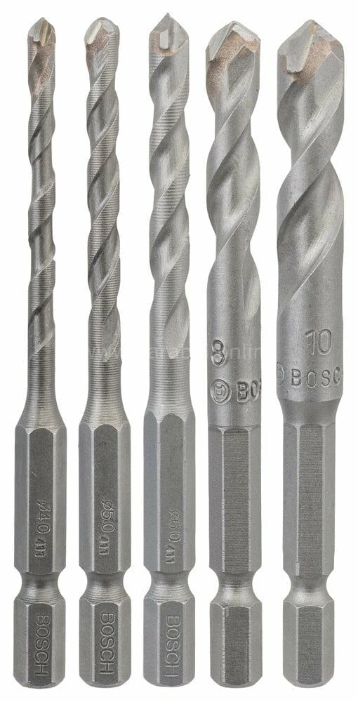 Bosch - Altıgen Şaftlı, HEX-9 Serisi HEX-9 Serisi Seramik için Matkap Ucu 5'li Set 4-5-6-8-10 mm 2608589528