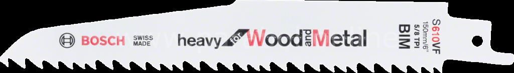 Bosch - Heavy Serisi Ahşap Ve Metal için Panter Testere Bıçağı S 610 VF - 5'li 2608657608